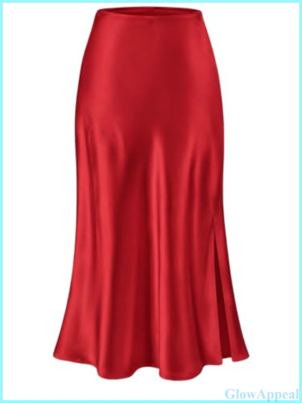 Silky Satin High Waist A Line Midi Skirt Side Split Elegant